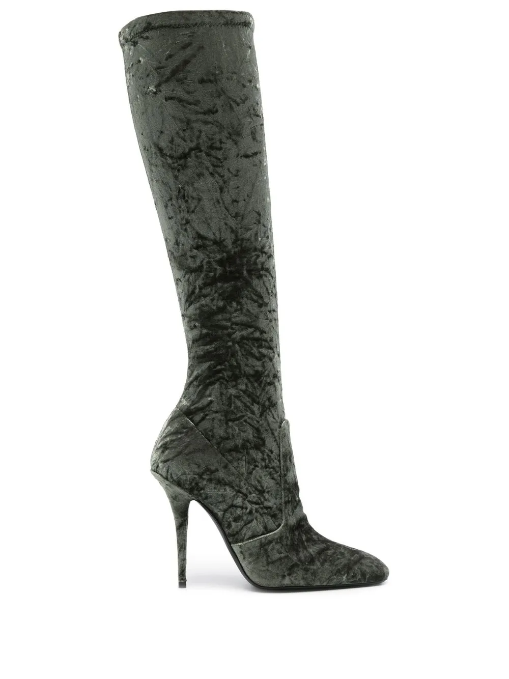 

Saint Laurent botas de terciopelo con efecto arrugado y tacón de 110mm - Verde