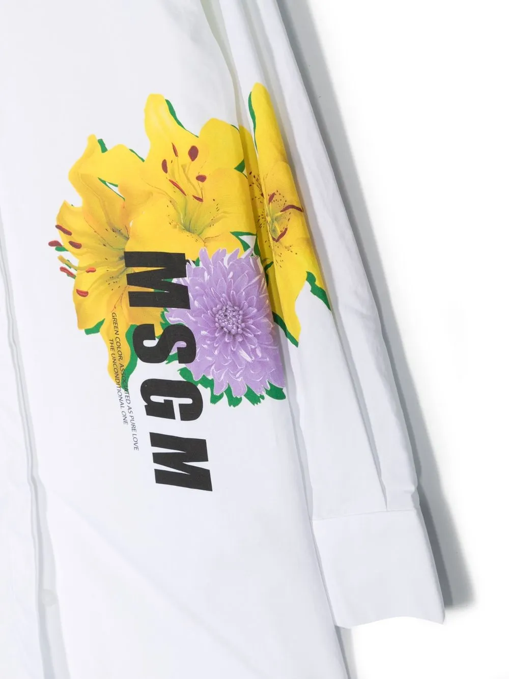  Msgm Kids Hemdkleid Mit Blumen Print   Weiß 