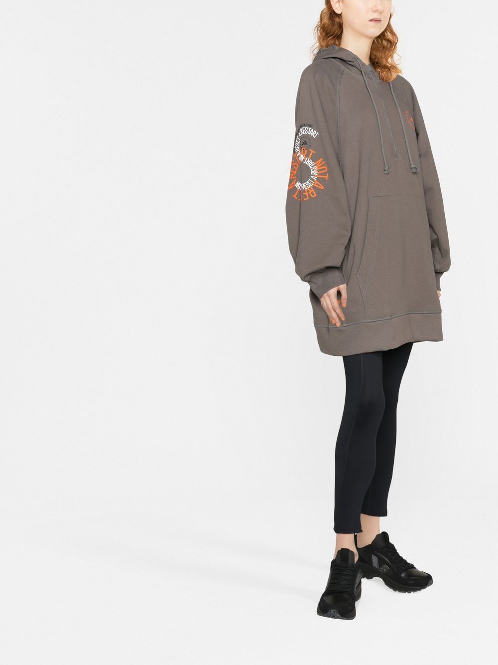 Shop Adidas By Stella Mccartney Slogan-print Zip-up Hoodie In Grau