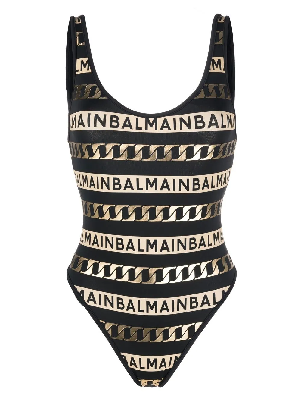 

Balmain logo-print scoop-back swimsuit - Black