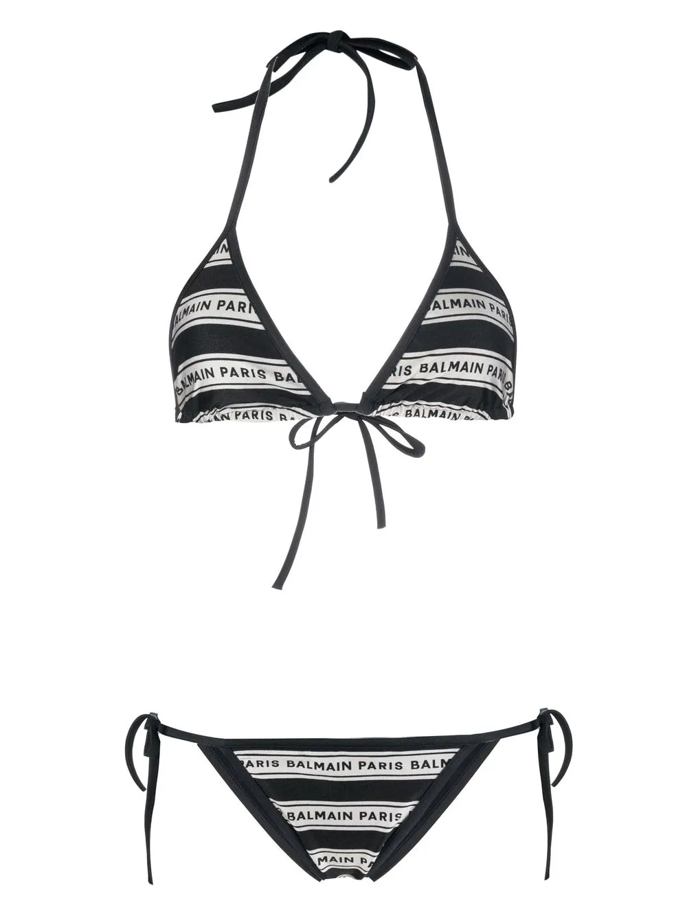 

Balmain bikini de triángulo con logo estampado - Negro