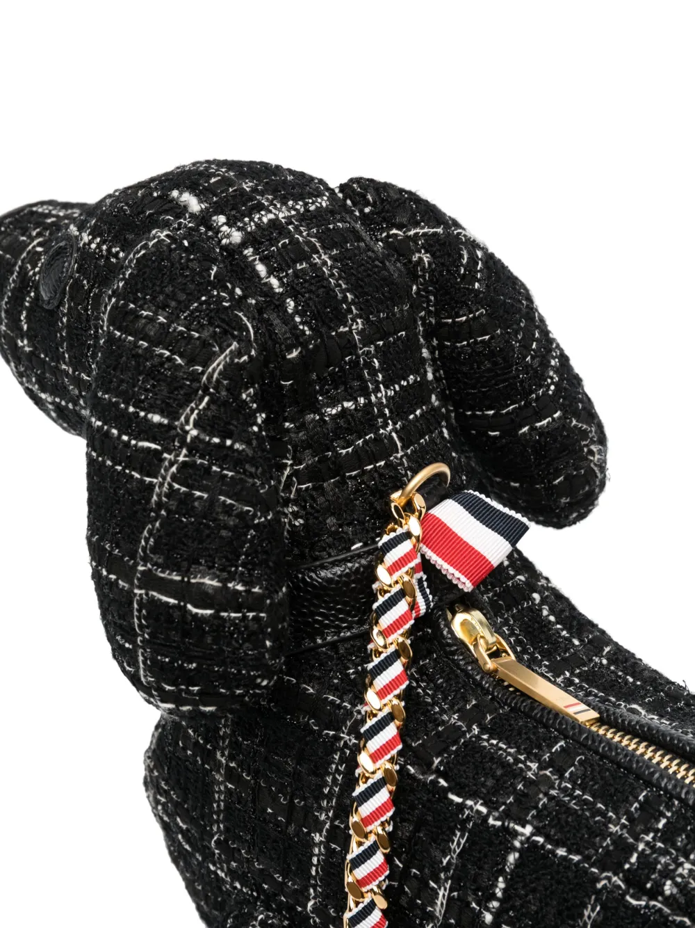 Thom Browne Hector Leather-trimmed Tweed Messenger Bag In Black