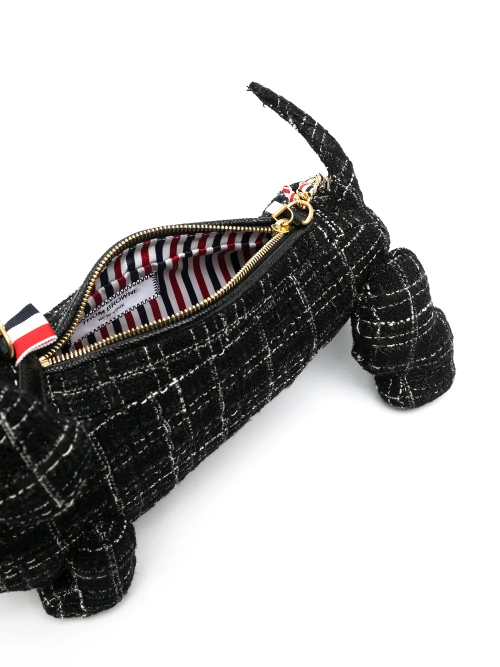 Thom Browne Hector Leather-trimmed Tweed Messenger Bag In Black