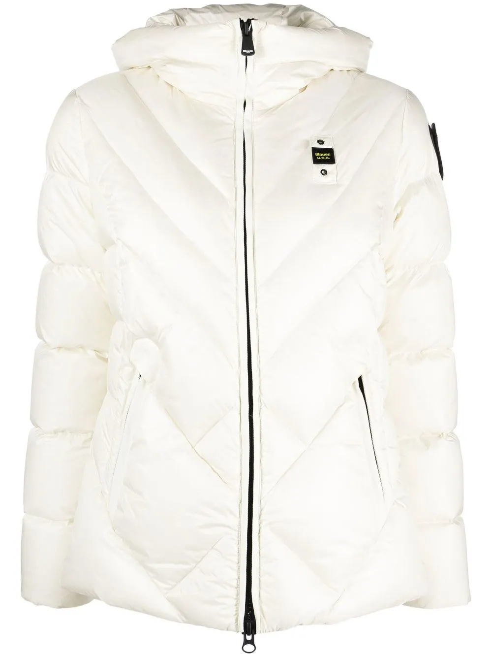 

Blauer logo-patch hooded padded jacket - White