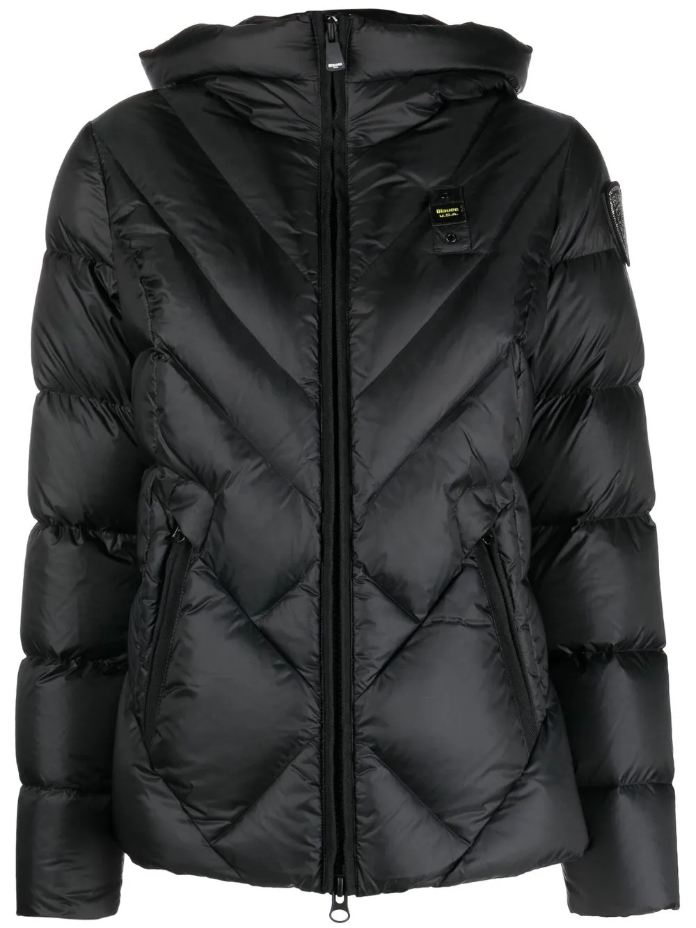 

Blauer logo-patch hooded puffer jacket - Black