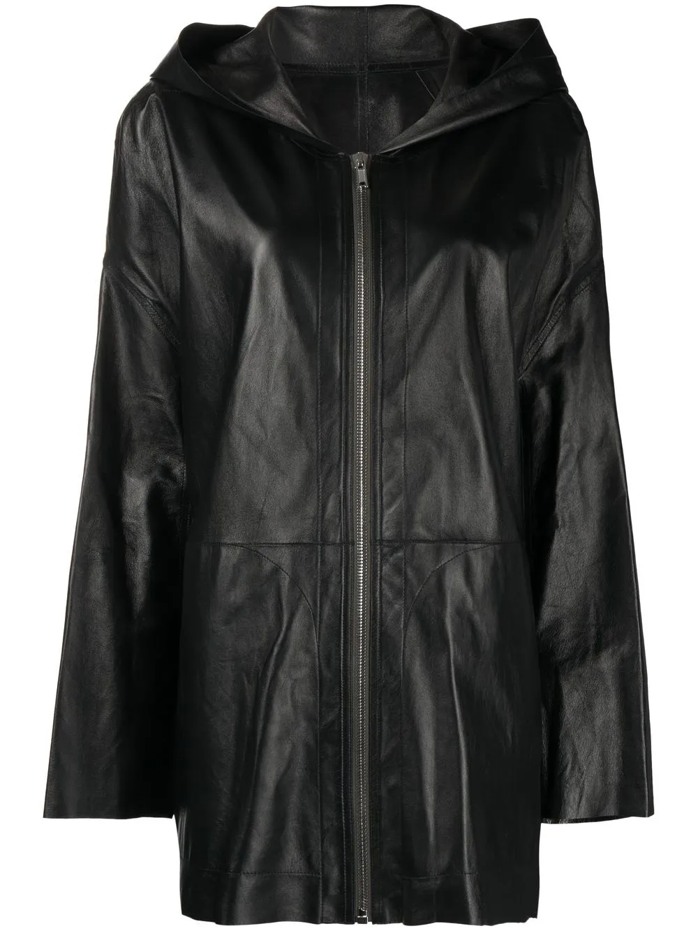 

Rick Owens hooded zip-up leather jacket - Black