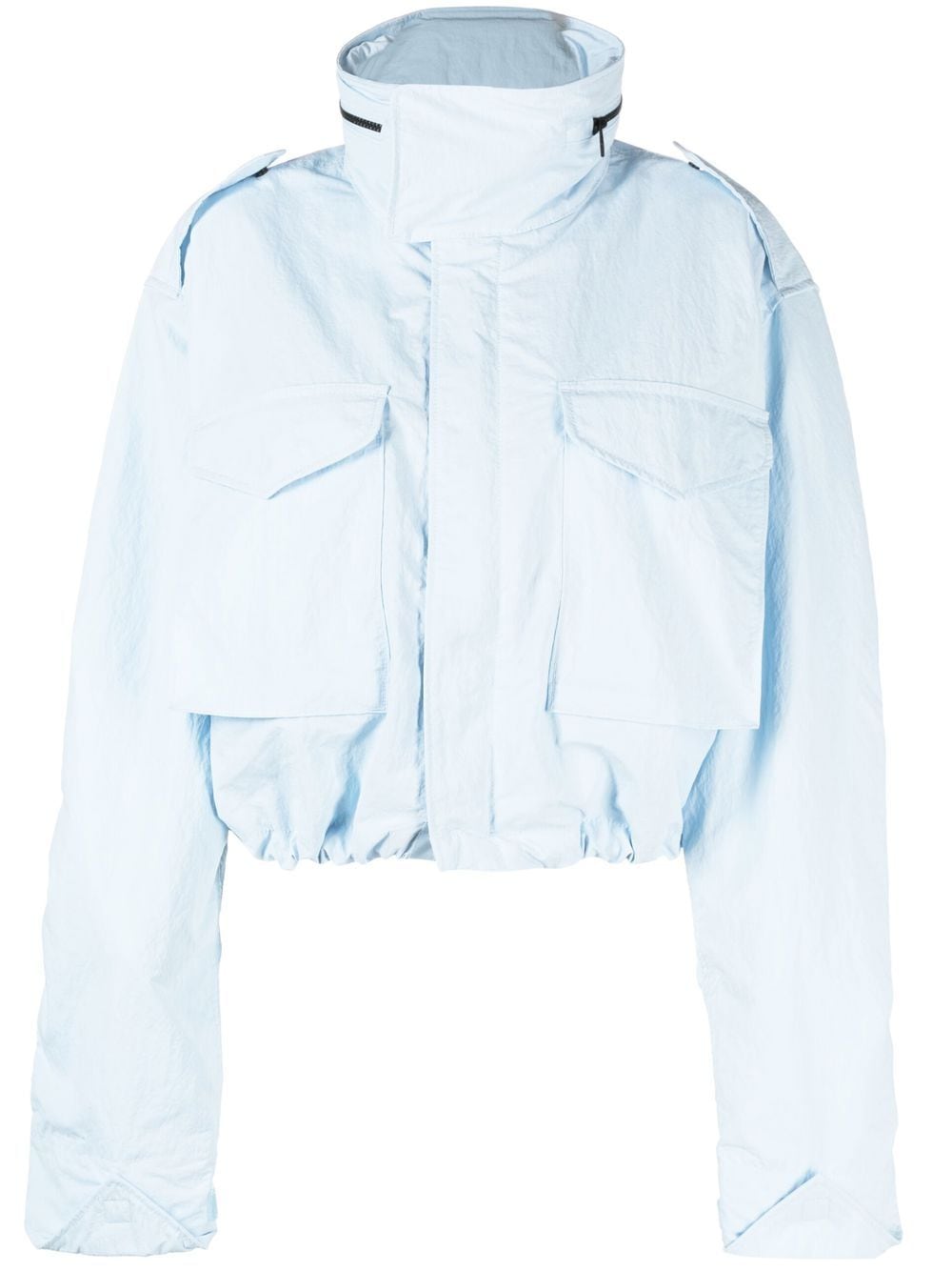 Victoria Beckham Funnel-neck Cropped Jacket In Blue