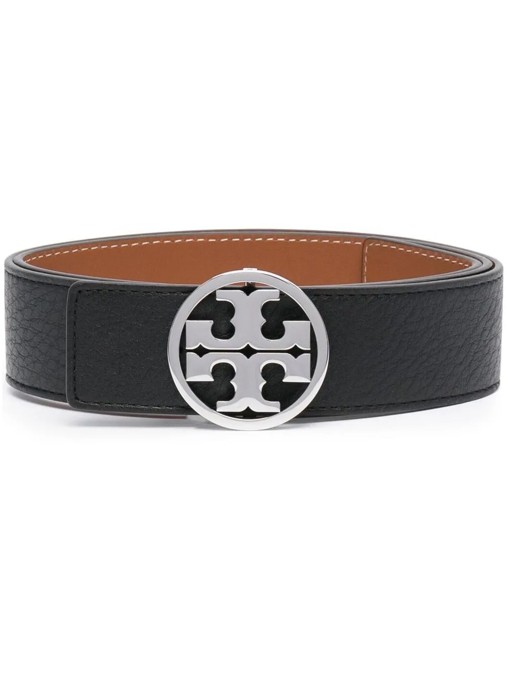 

Tory Burch cinturón con hebilla y placa del logo - Negro