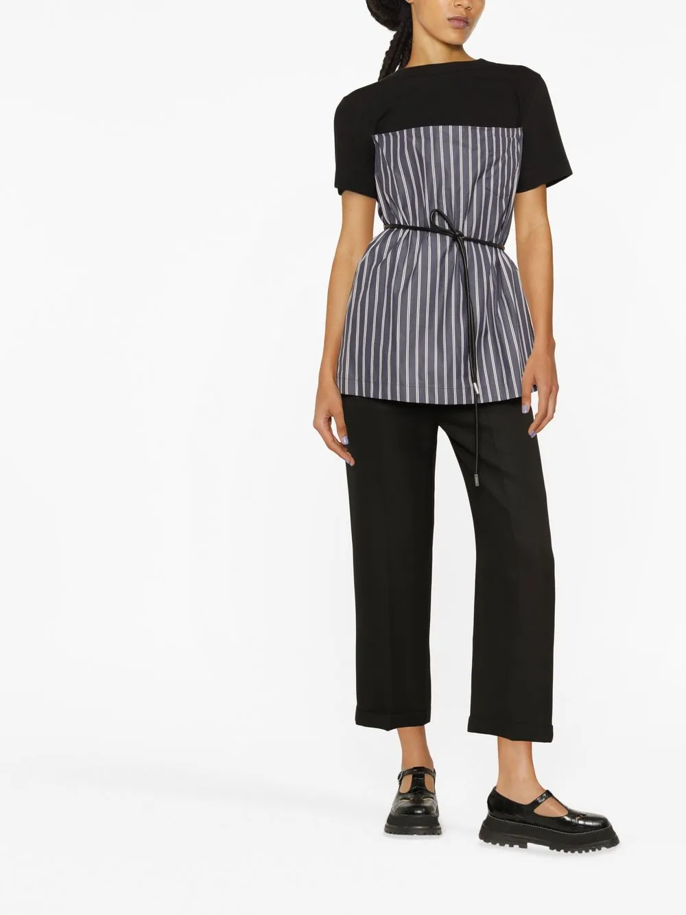sacai Top met krijtstreep - Zwart