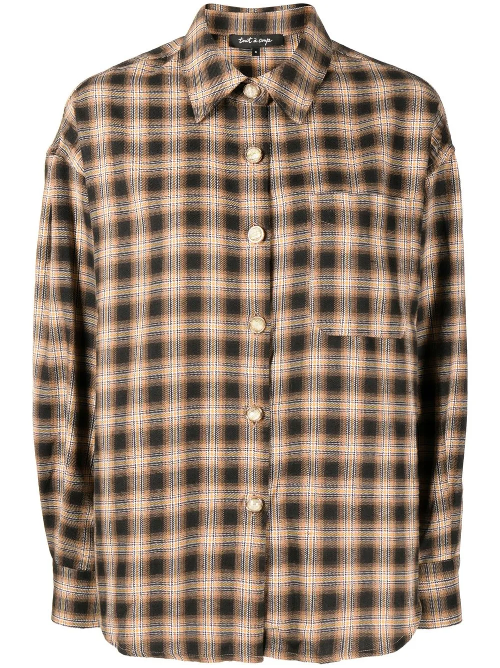 

tout a coup checked long-sleeve shirt - Brown