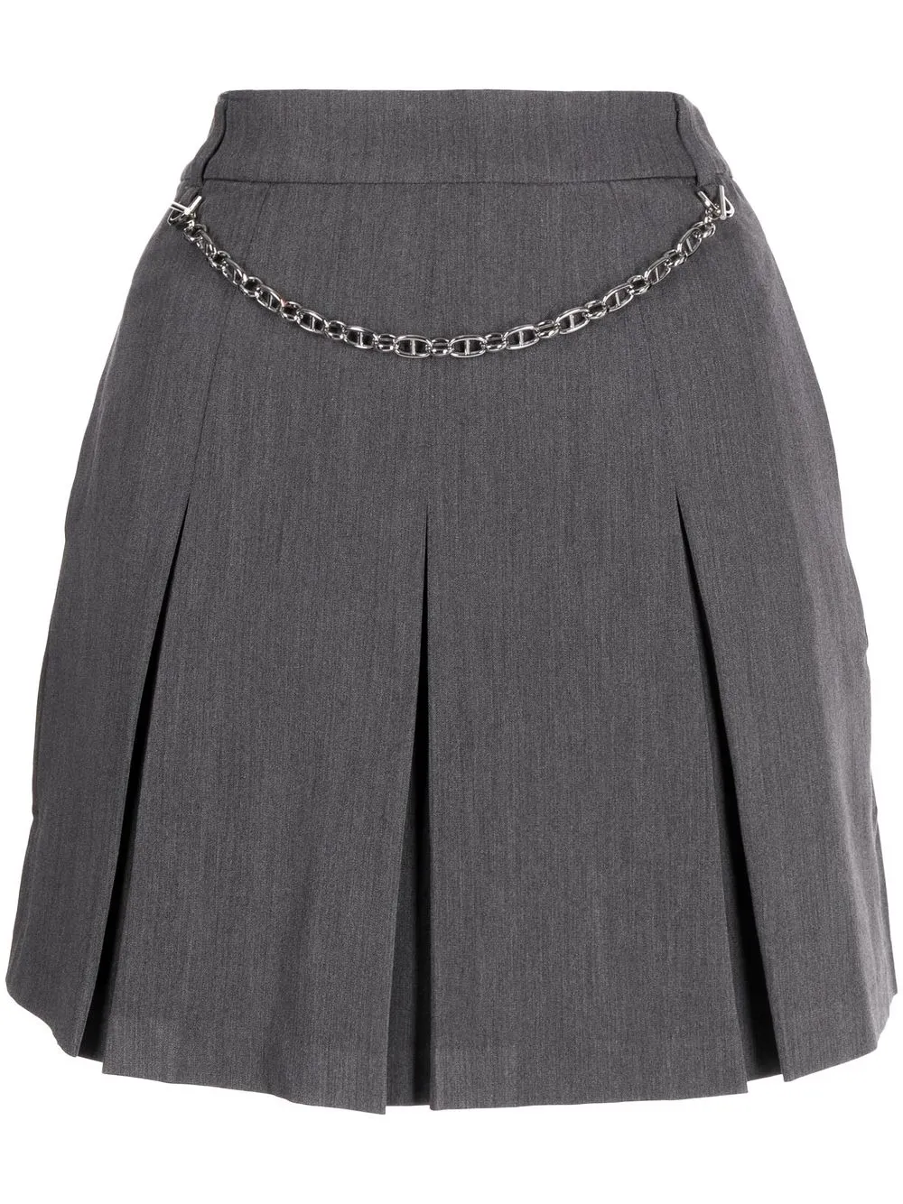 

tout a coup pleated chain-link detail skirt - Grey