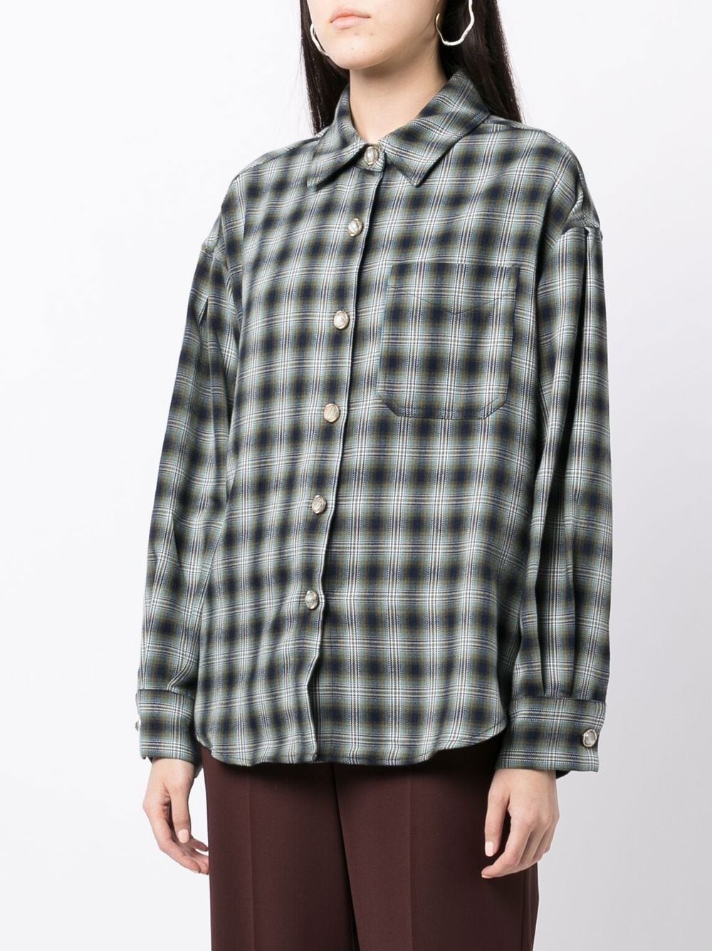 Shop Tout A Coup Checked Long-sleeve Shirt In Blau