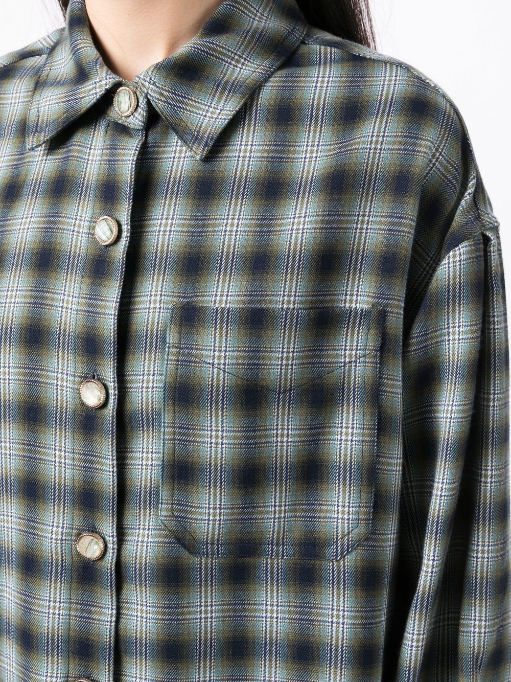 Shop Tout A Coup Checked Long-sleeve Shirt In Blau