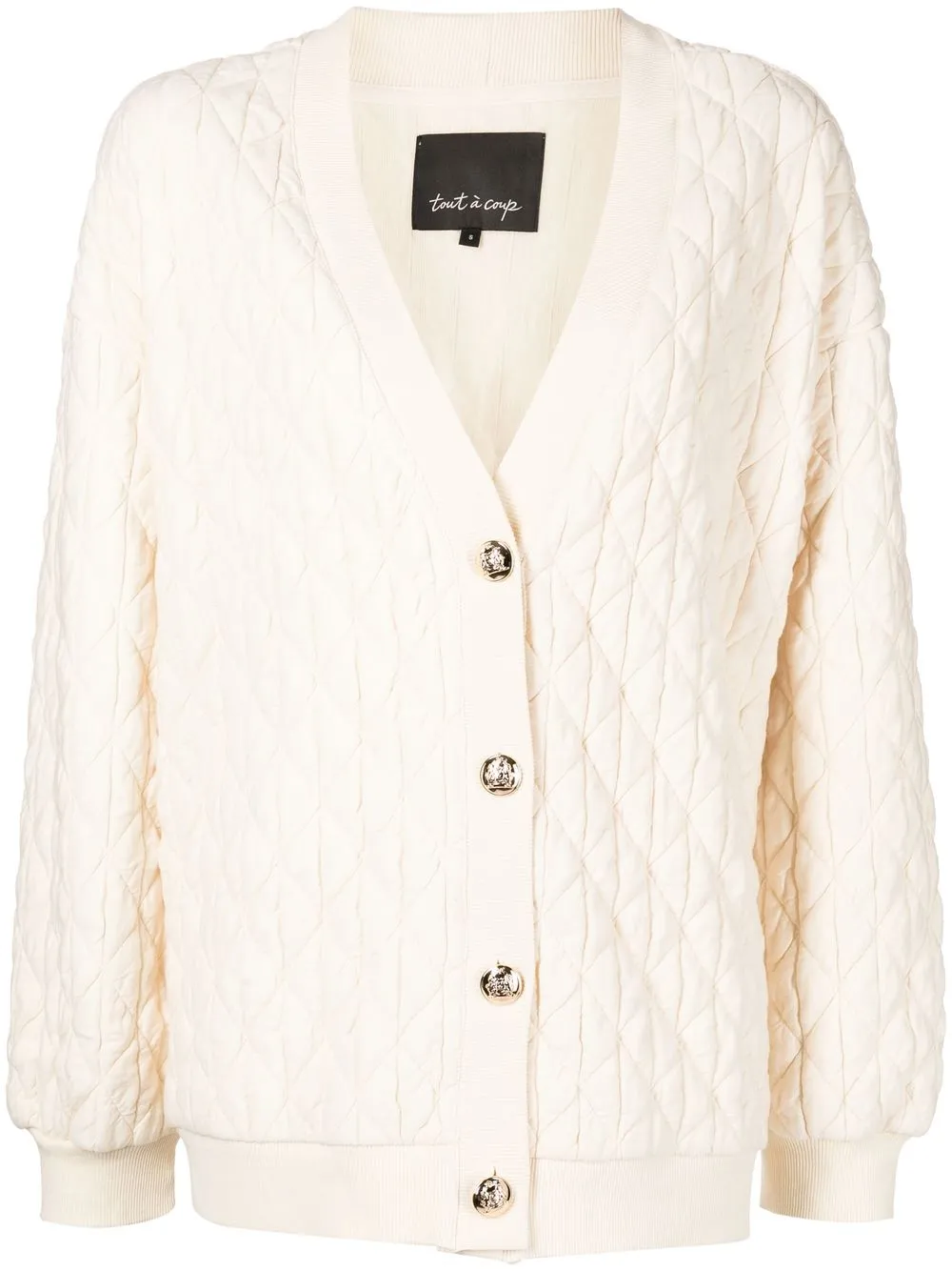 

tout a coup quilted buttoned cardigan - White