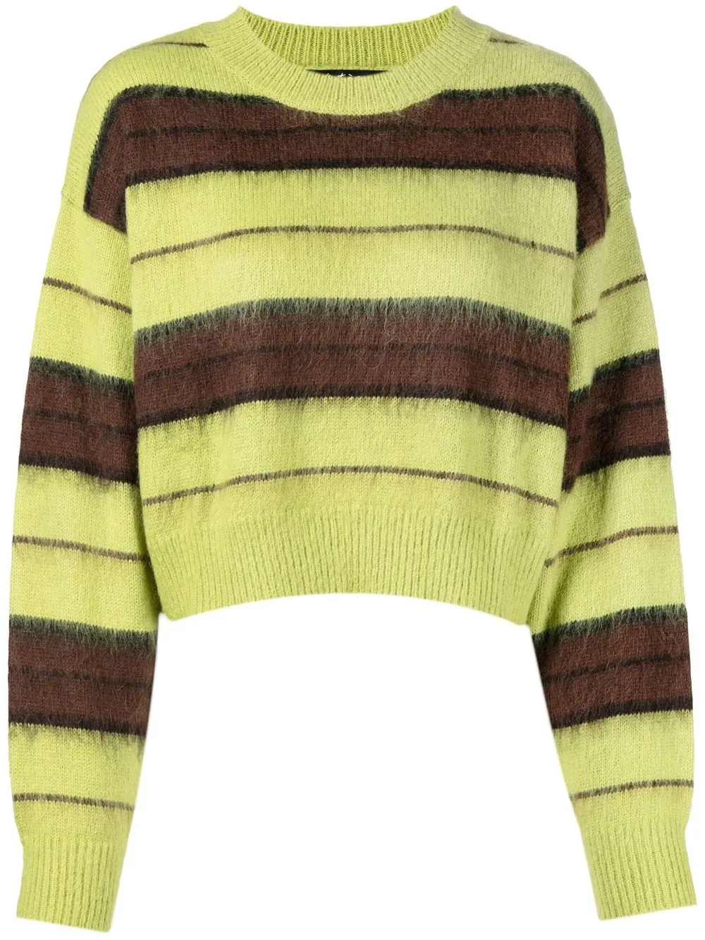 

tout a coup striped cropped mohair jumper - Green