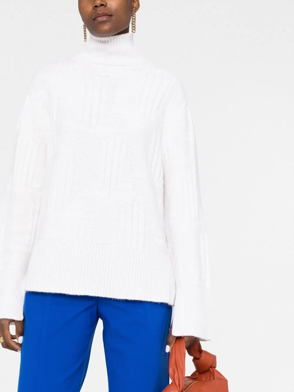 Lanvin Funnel-neck Knitted Jumper In White