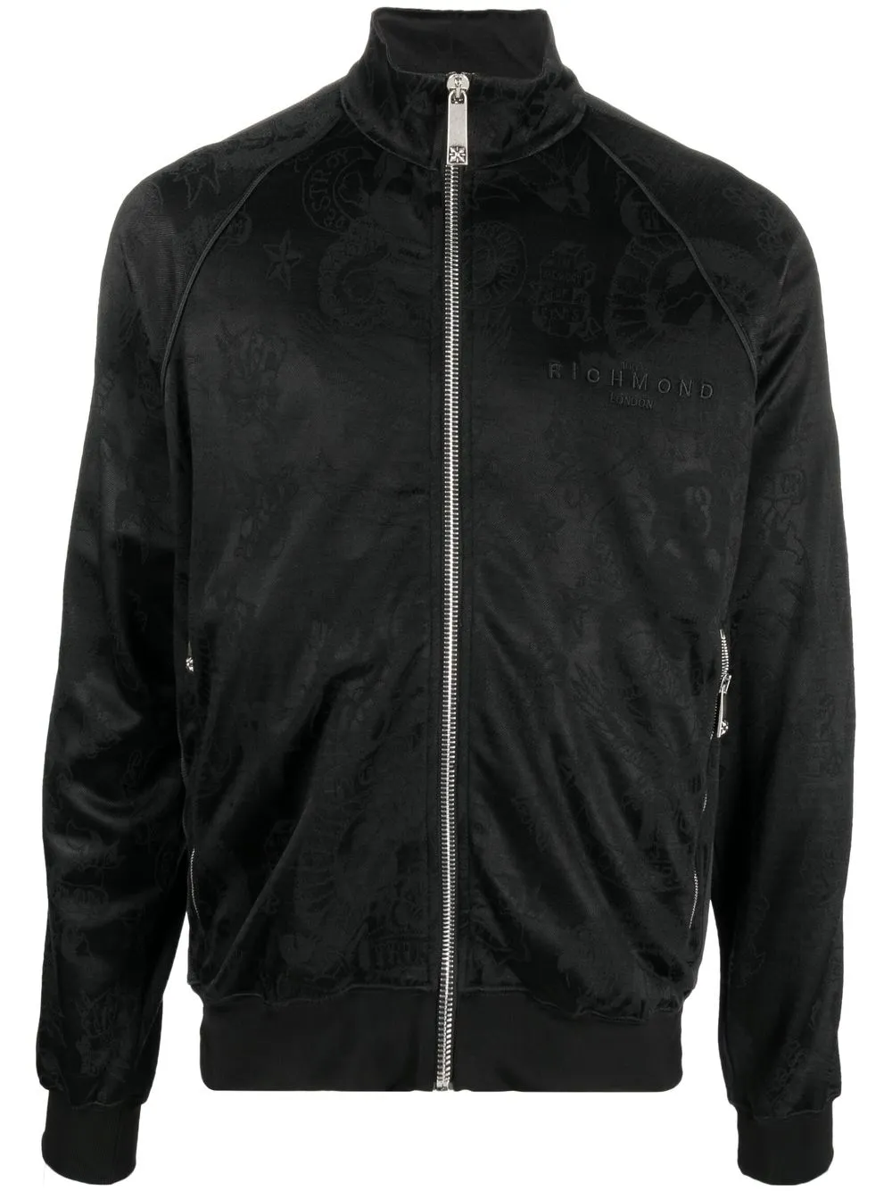 

John Richmond chamarra bomber con motivo en jacquard - Negro