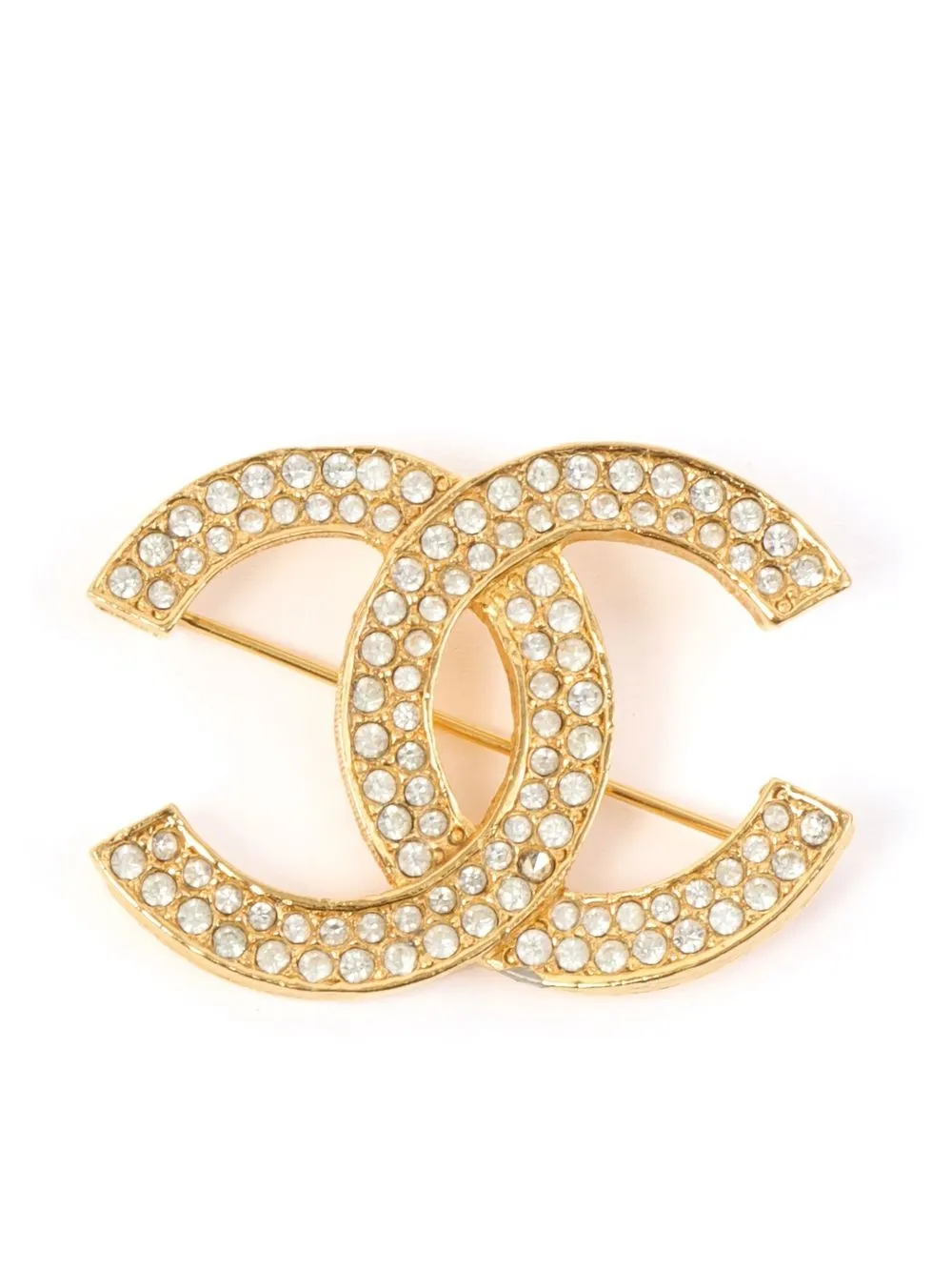 

Chanel Pre-Owned broche con logo CC y detalles de strass - Dorado