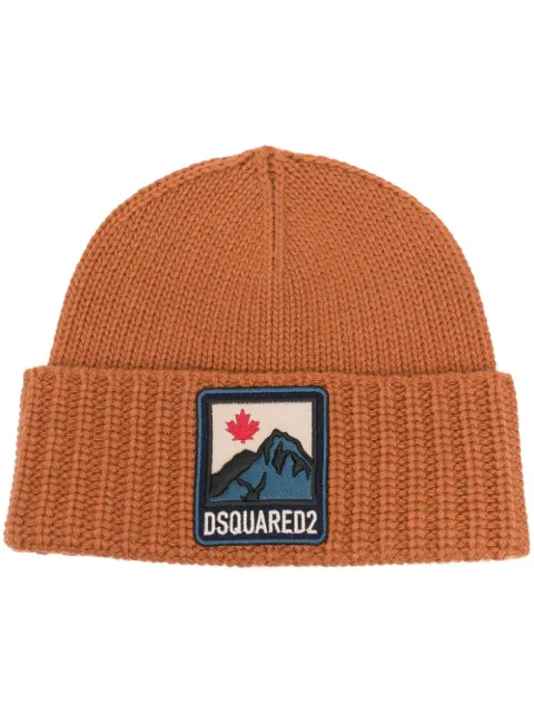 logo-patch ribbed beanie