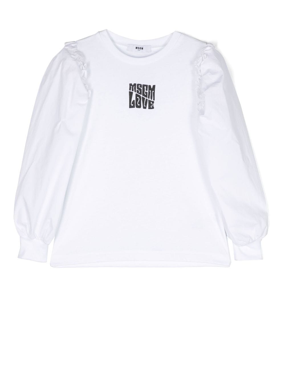 Shop Msgm Frill-detail Blouse In Weiss