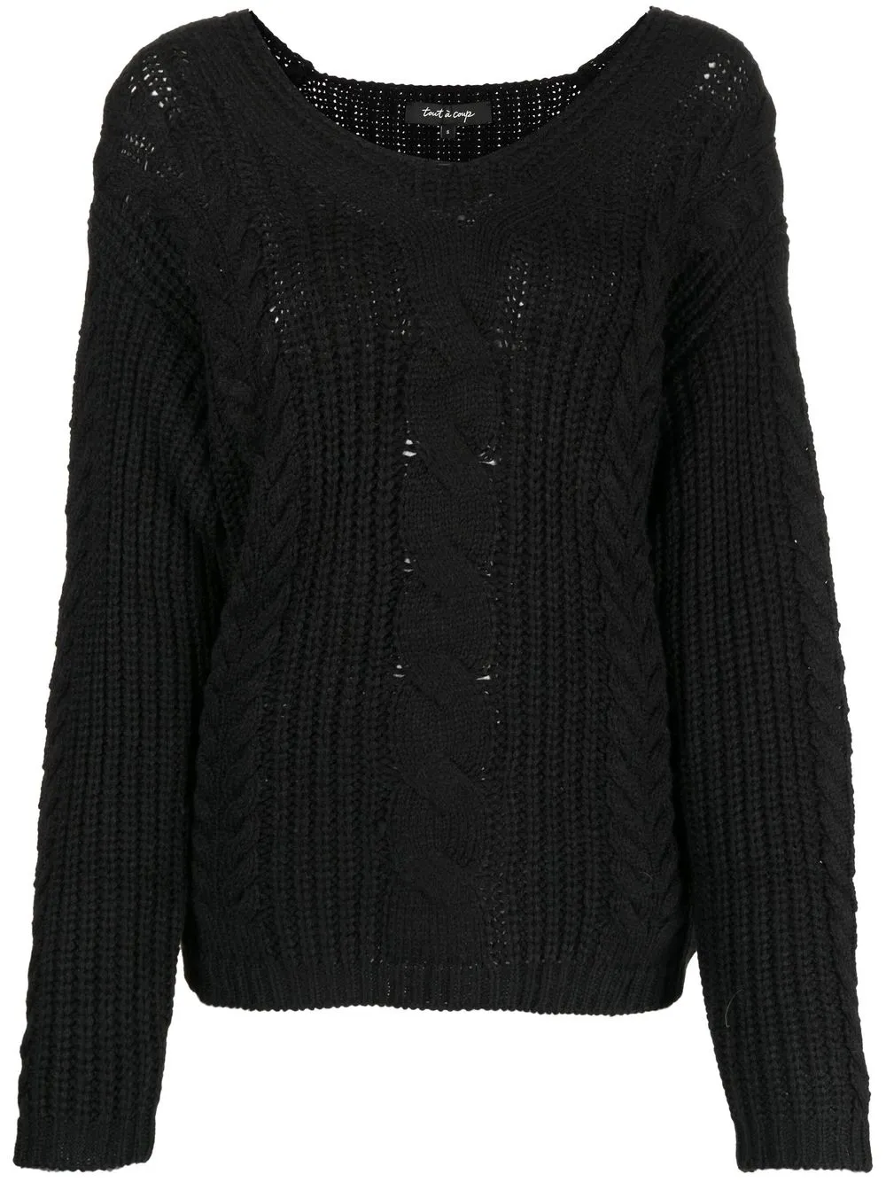 

tout a coup cable-knit V-neck jumper - Black