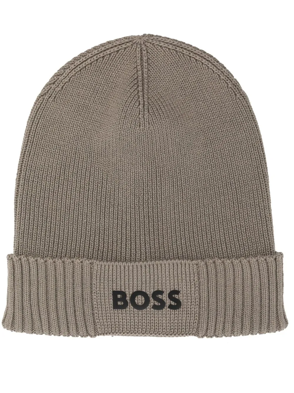 

BOSS logo-patch rib knit beanie - Brown