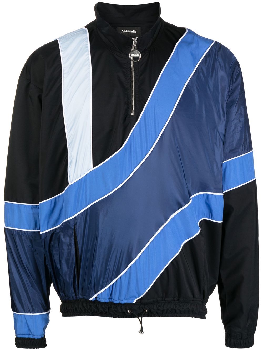Shop Ahluwalia Striped Half-zip Jacket In Blue