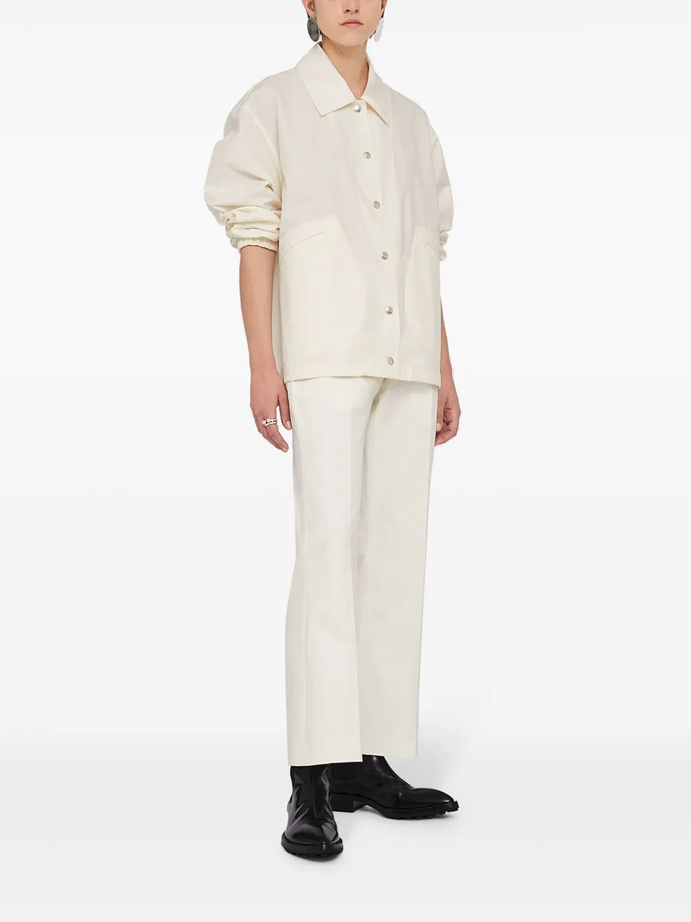 Jil Sander logo-print shirt jacket - White