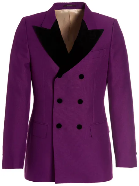 Gucci blazer de terciopelo con doble botonadura