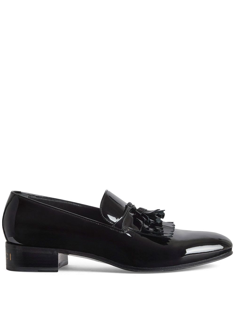 Gucci Patent Leather Tassle-detail Loafers In Black | ModeSens