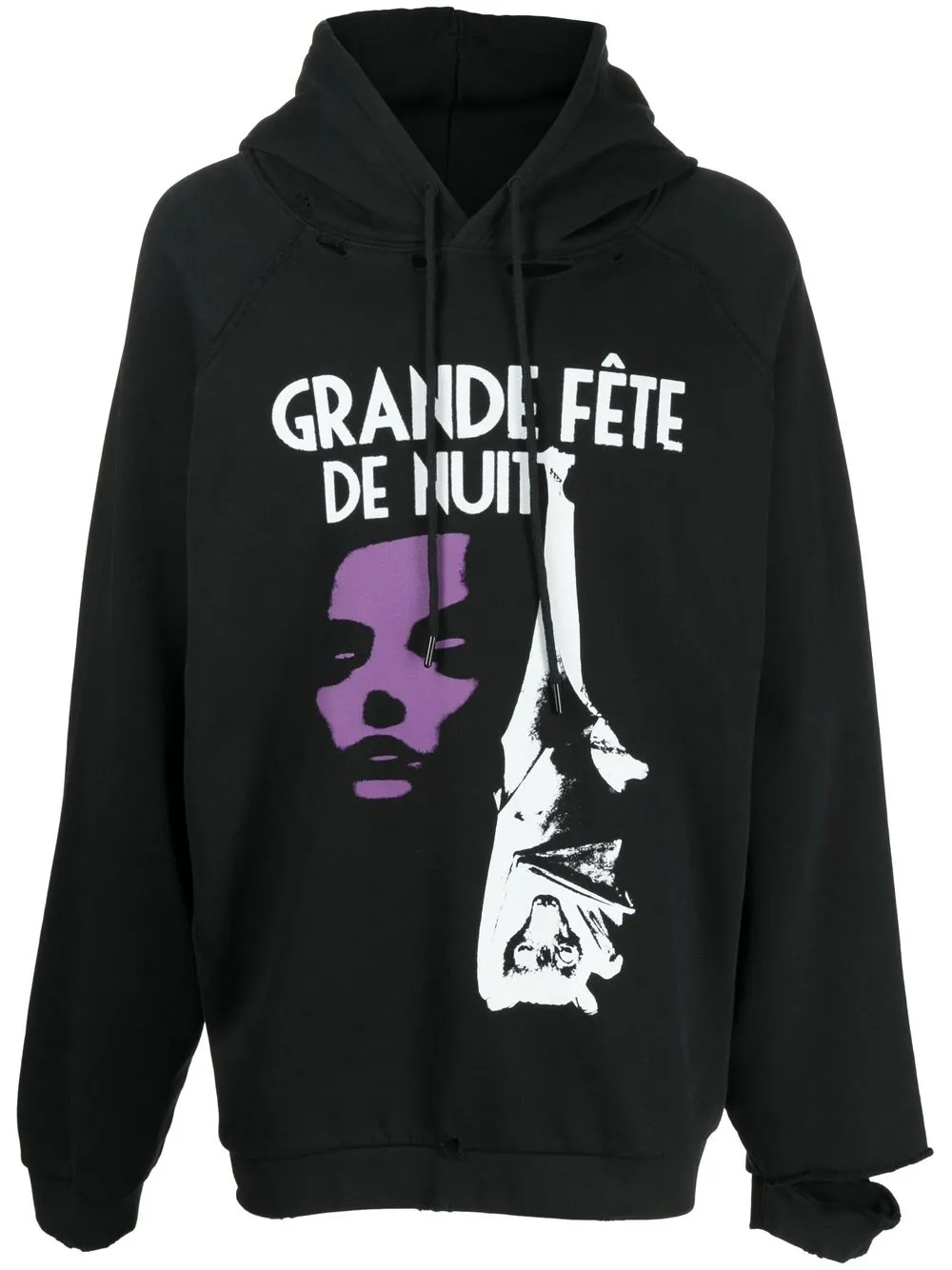 

Raf Simons graphic-print distressed hoodie - Black