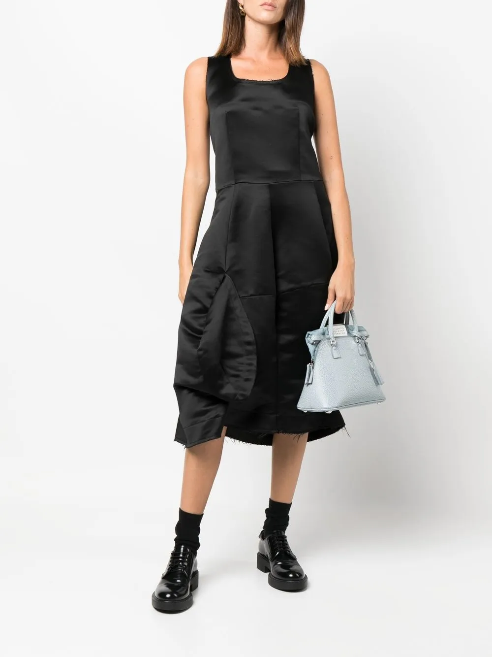Comme Des Garçons Midi-jurk met satijnen afwerking - Zwart