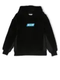 MSGM Kids logo-embroidered teddy hoodie - Black