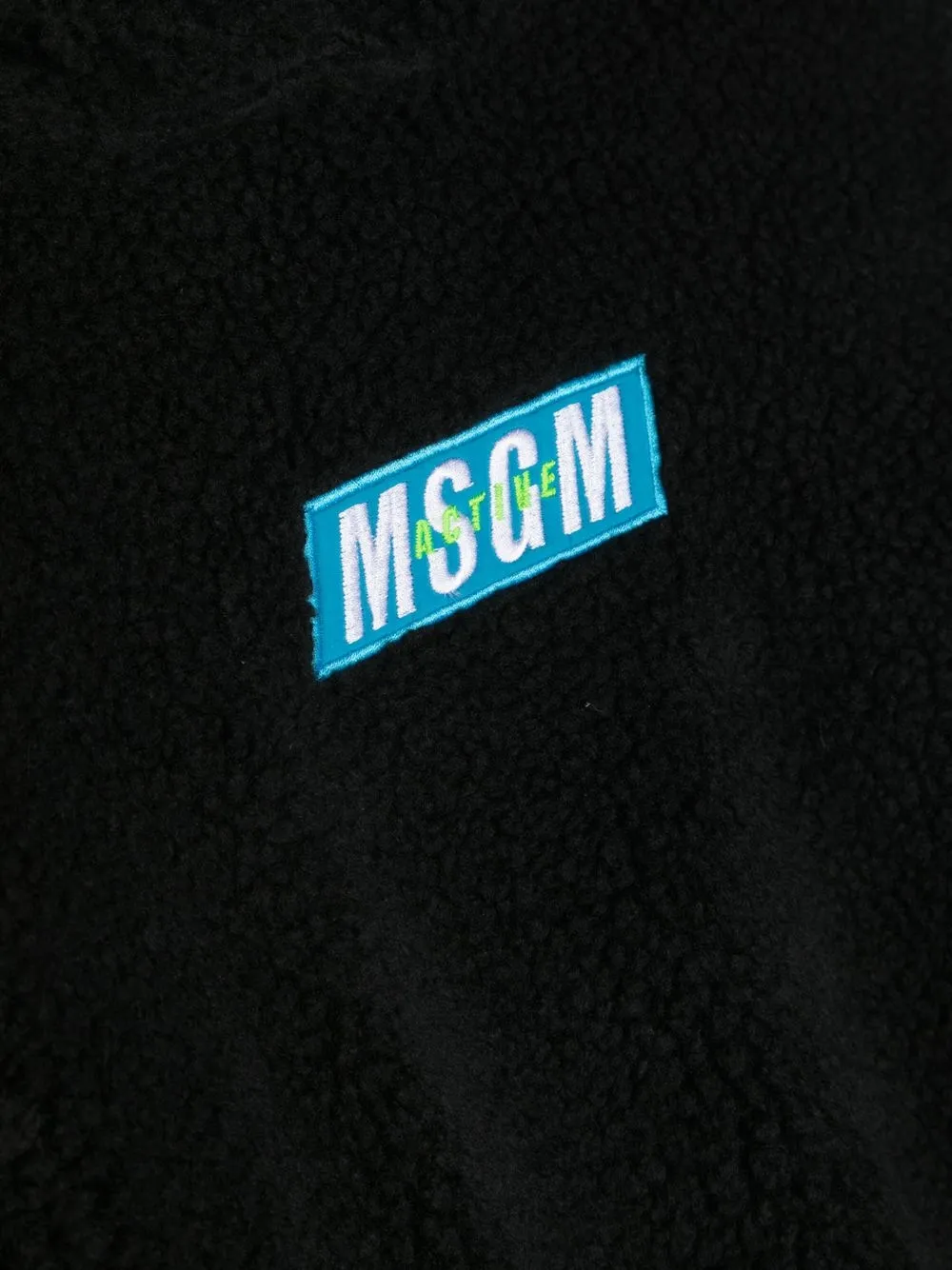  Msgm Kids Hoodie Mit Logo Stickerei   Schwarz 