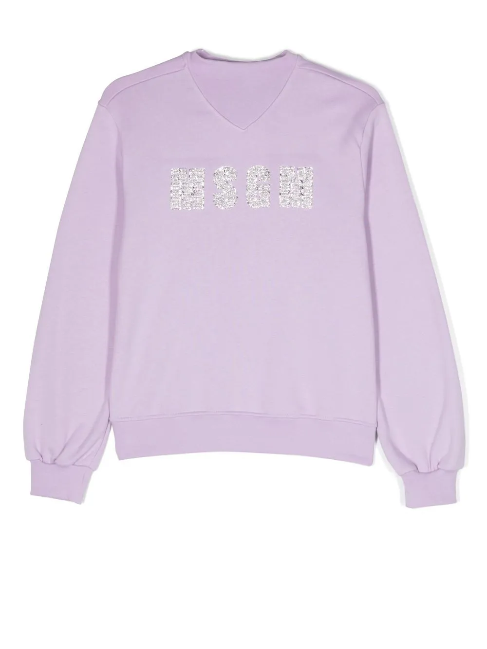 

MSGM Kids sudadera con cuello redondo y logo de lentejuelas - Morado