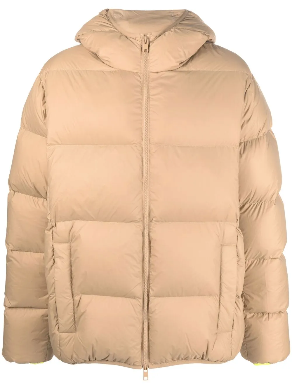 

MSGM logo-print zip-up padded coat - Neutrals