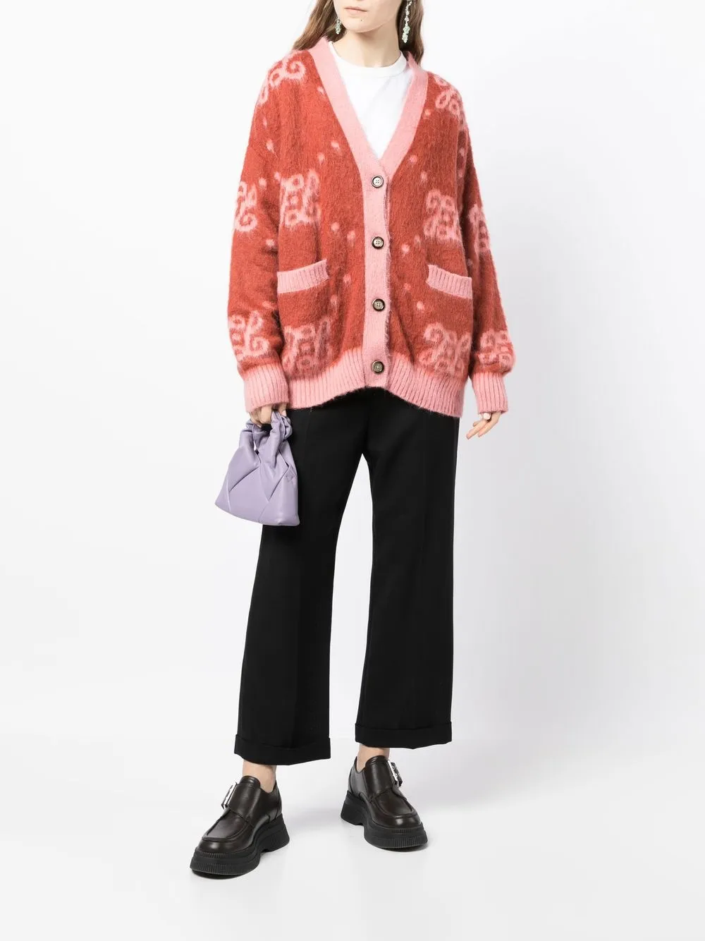 tout a coup Vest met abstract patroon - Roze