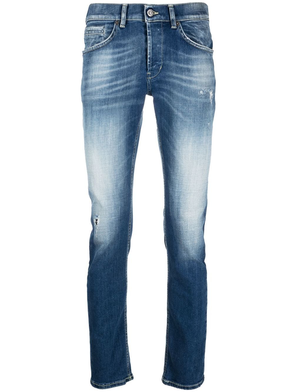 Dondup Stretch-cotton Washed-denim Jeans In Blue