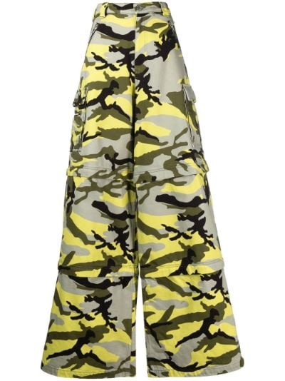 Green Print Cargo Pants High Rise Camouflage  Ally Fashion