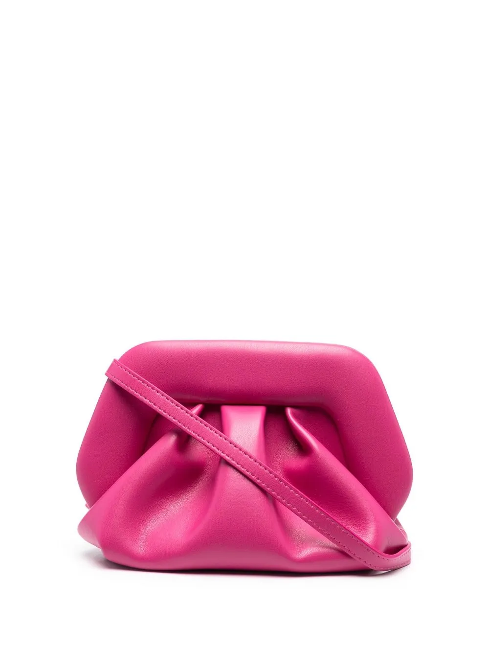 

Themoirè ruched faux-leather clutch bag - Pink