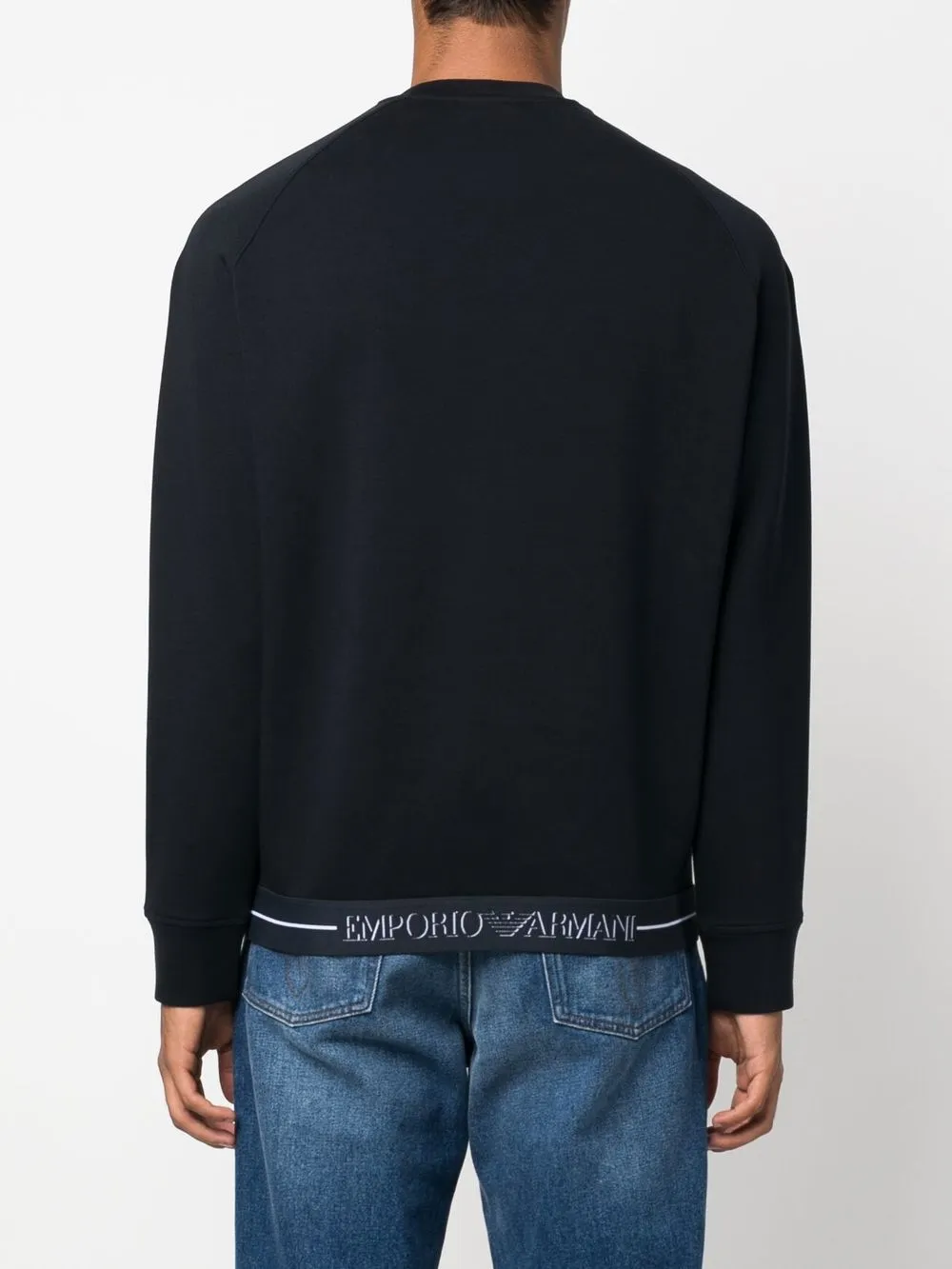 Emporio Armani Logo-print Long-sleeve Hoodie In Blue