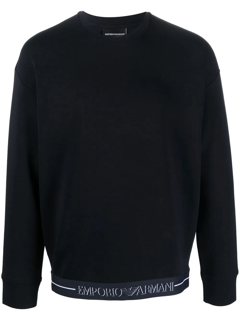 Emporio Armani Logo-print Long-sleeve Hoodie In Blue