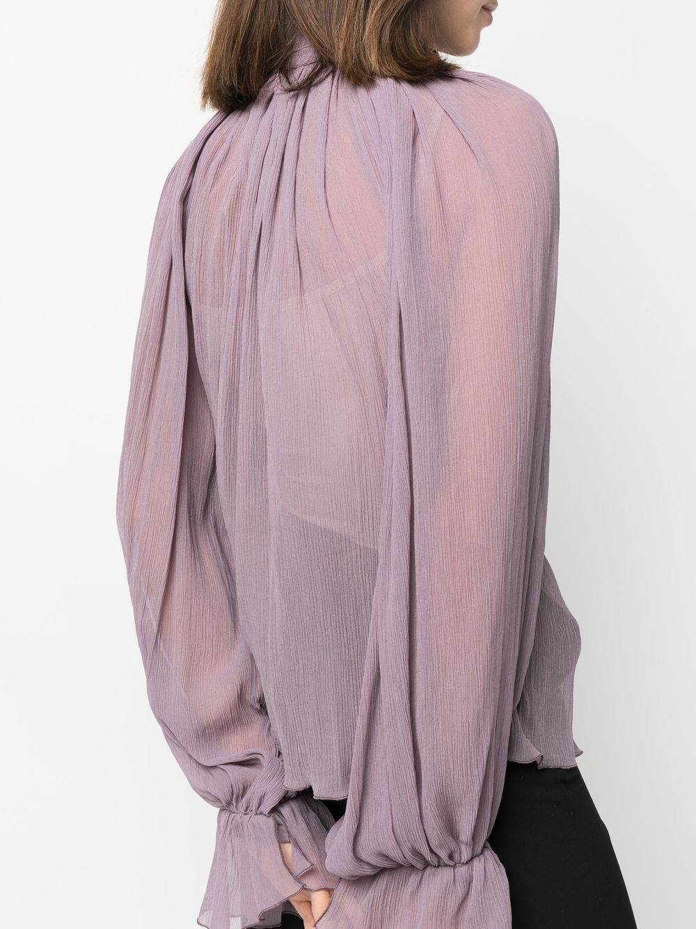 Shop Atu Body Couture Pussy-bow Silk Blouse In Purple