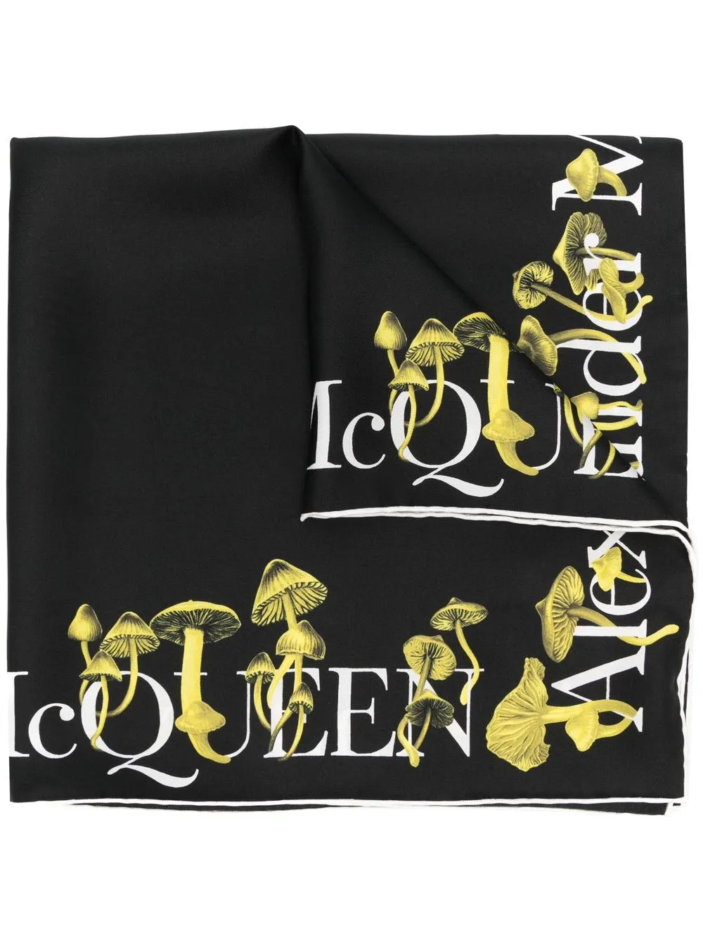 

Alexander McQueen mushroom-print silk scarf - Black
