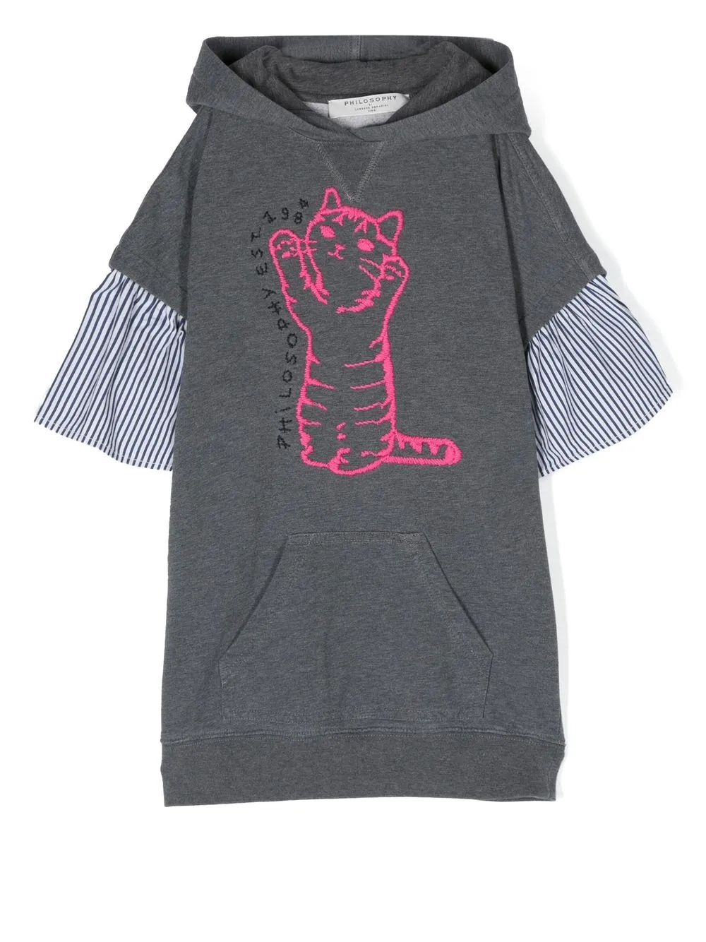

Philosophy Di Lorenzo Serafini Kids cat-embroidered hoodie dress - Grey