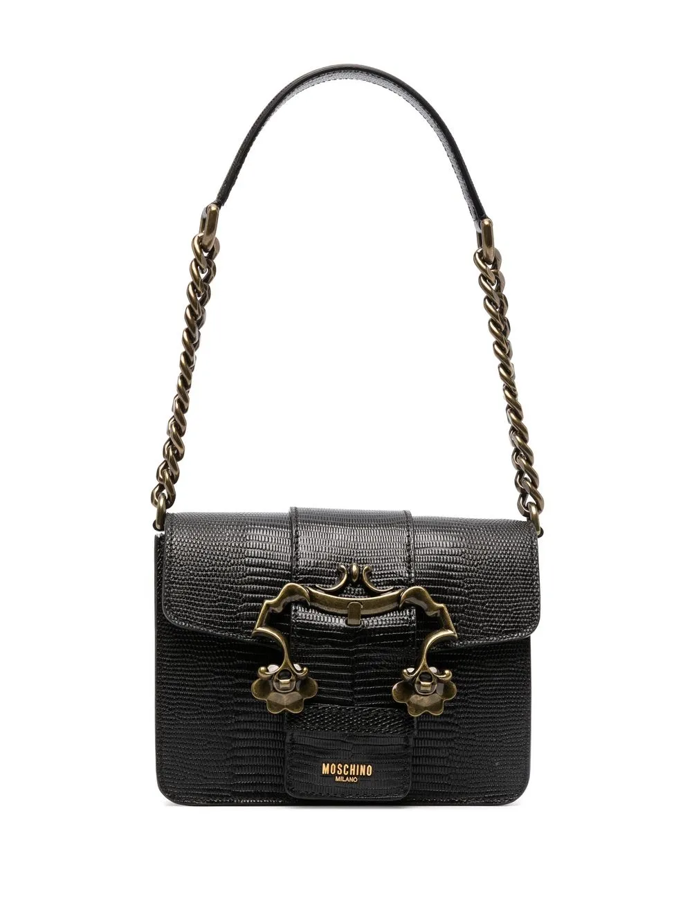 

Moschino logo-lettering leather shoulder bag - Black