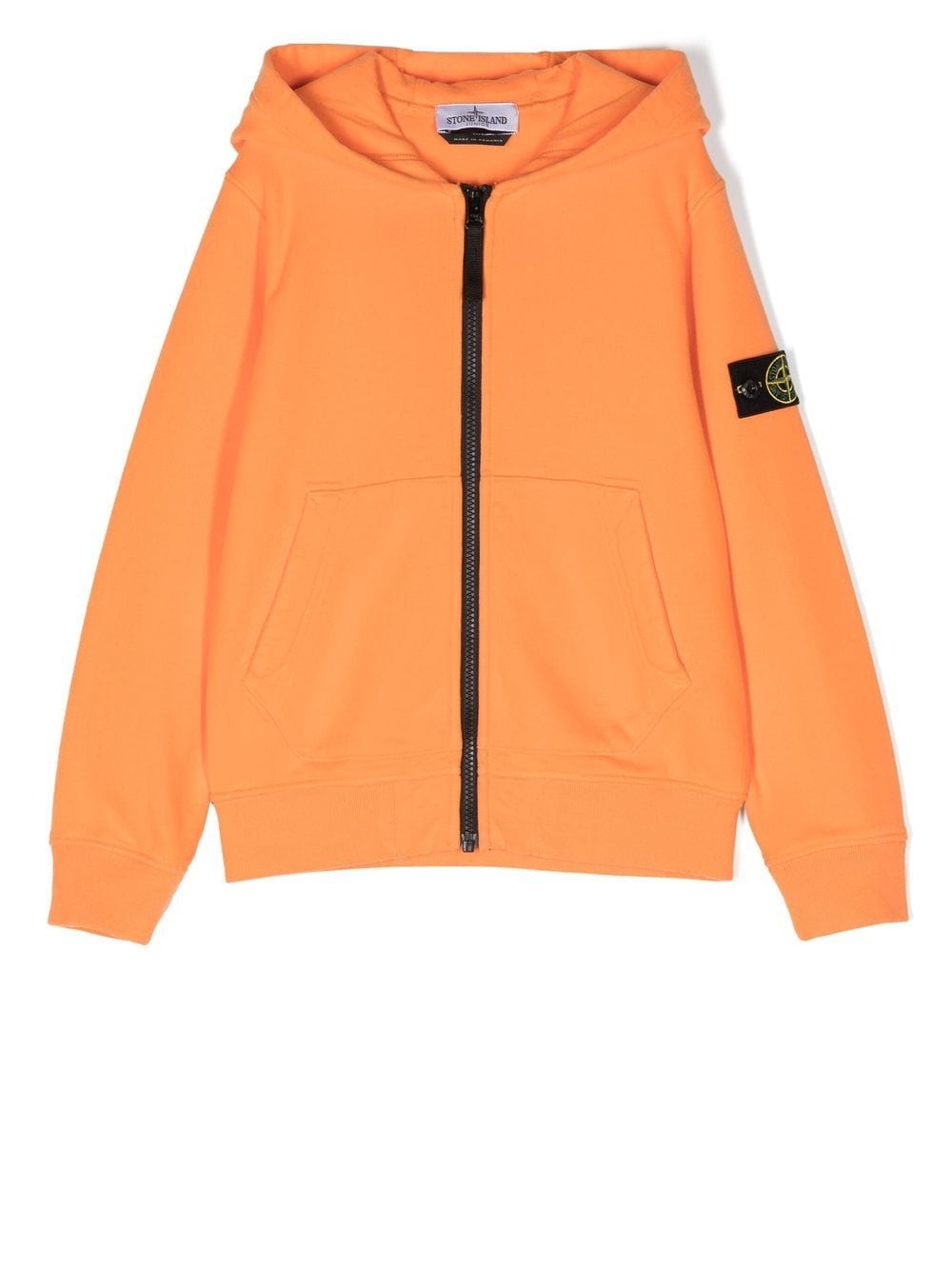 

Stone Island Junior hoodie con parche del logo y cierre - Naranja