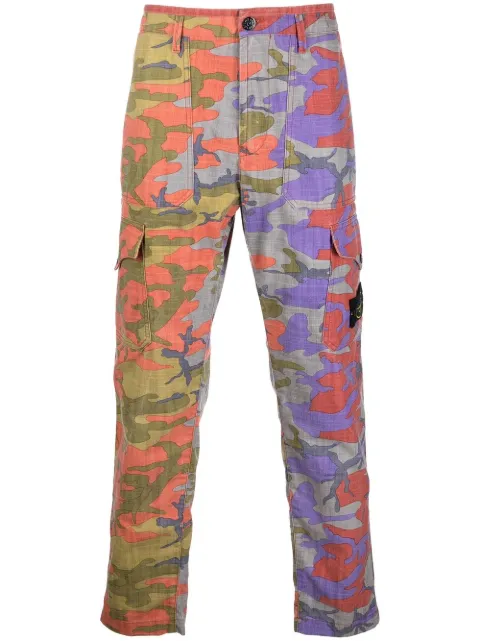 camouflage print straight-leg trousers
