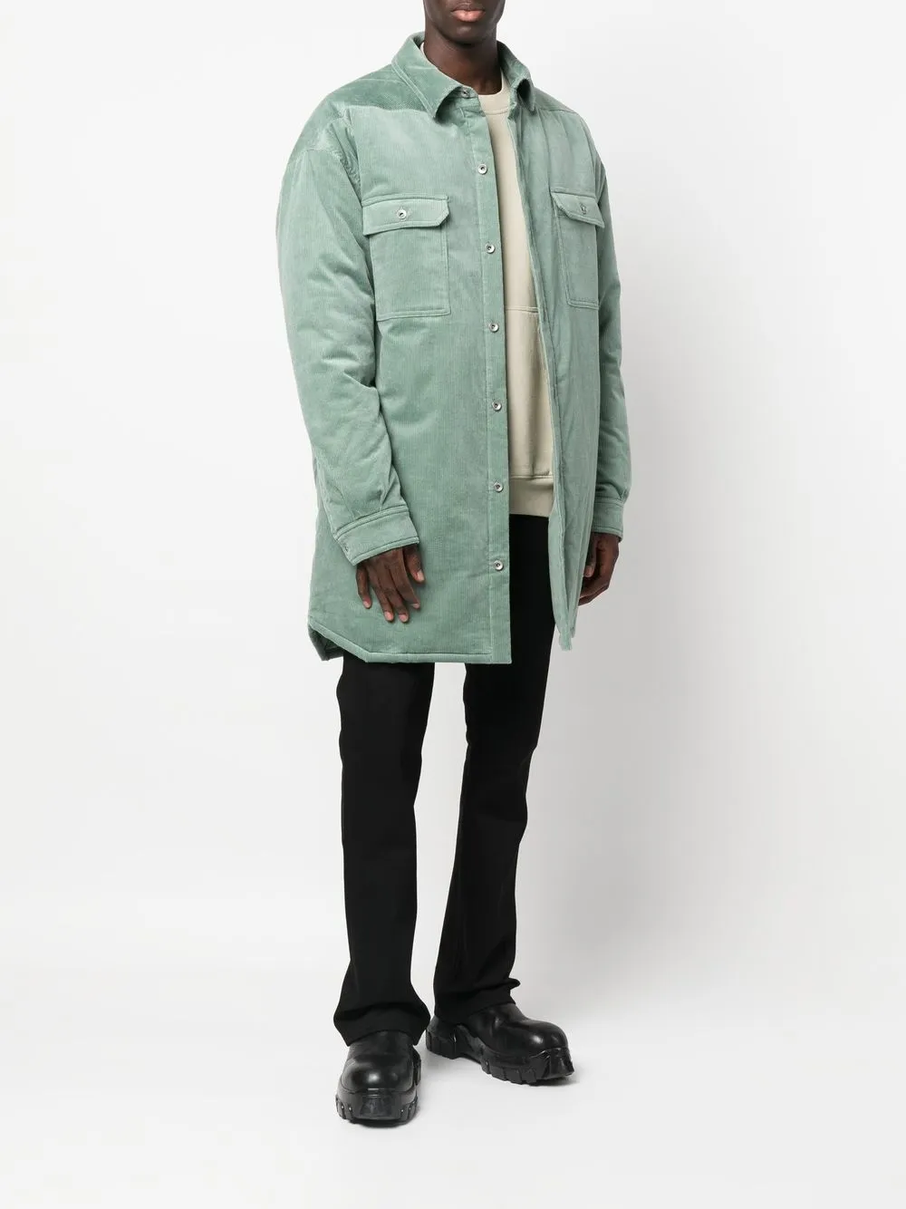 Rick Owens DRKSHDW Ribfluwelen jas - Groen