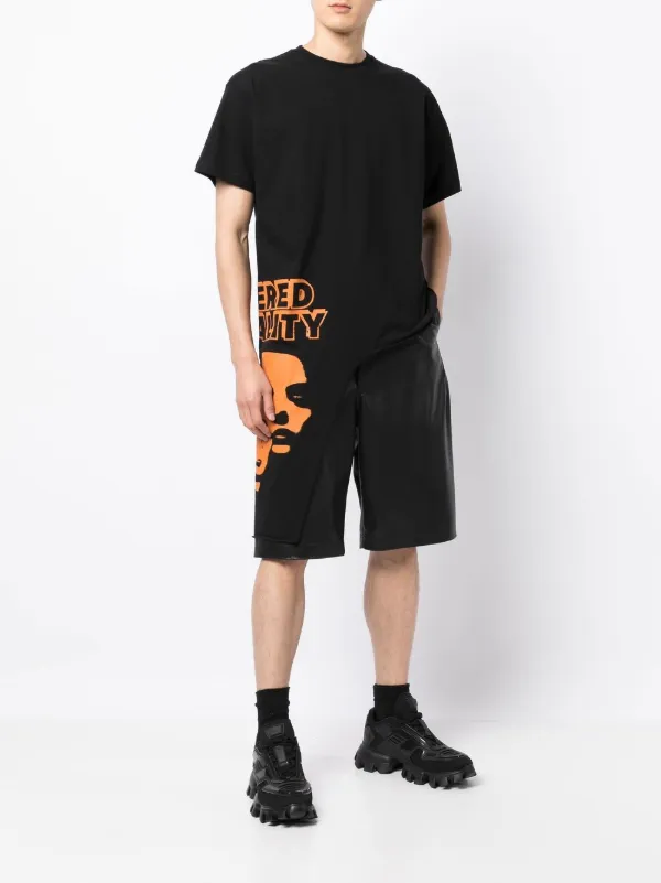 Raf Simons graphic-print Asymmetric T-shirt | Black | FARFETCH